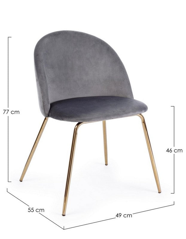 SEDIA IN VELLUTO GRIGIO SCURO - TANYA
