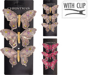 3 Farfalle con Clip 12cm modello assortito Rosa