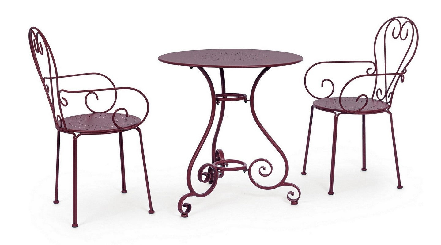 OFFERTA TAVOLO ETIENNE Ø70CM +2 POLTRONE ETIENNE BORDEAUX