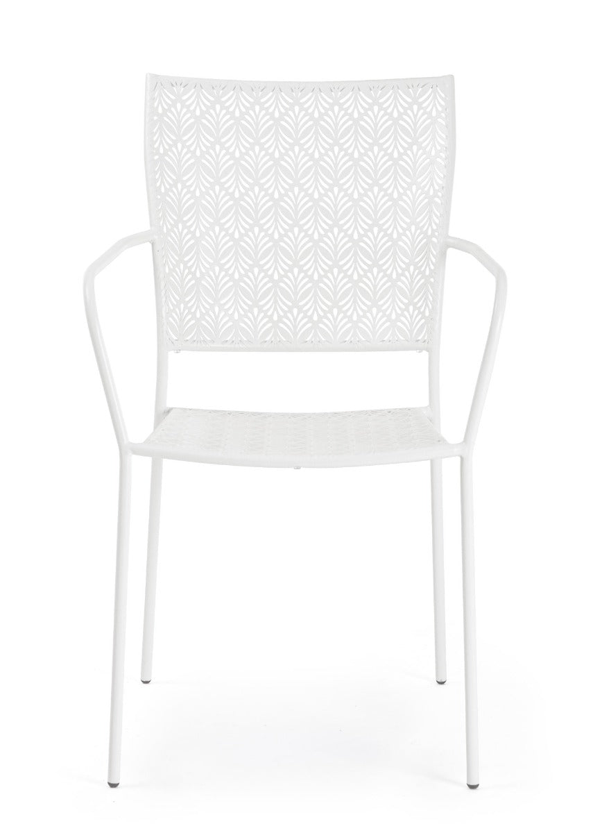 SET TAVOLO DA GIARDINO LIZETTE D.60 + 2 SEDIE LIZETTE CON BRACCIOLI BIANCO