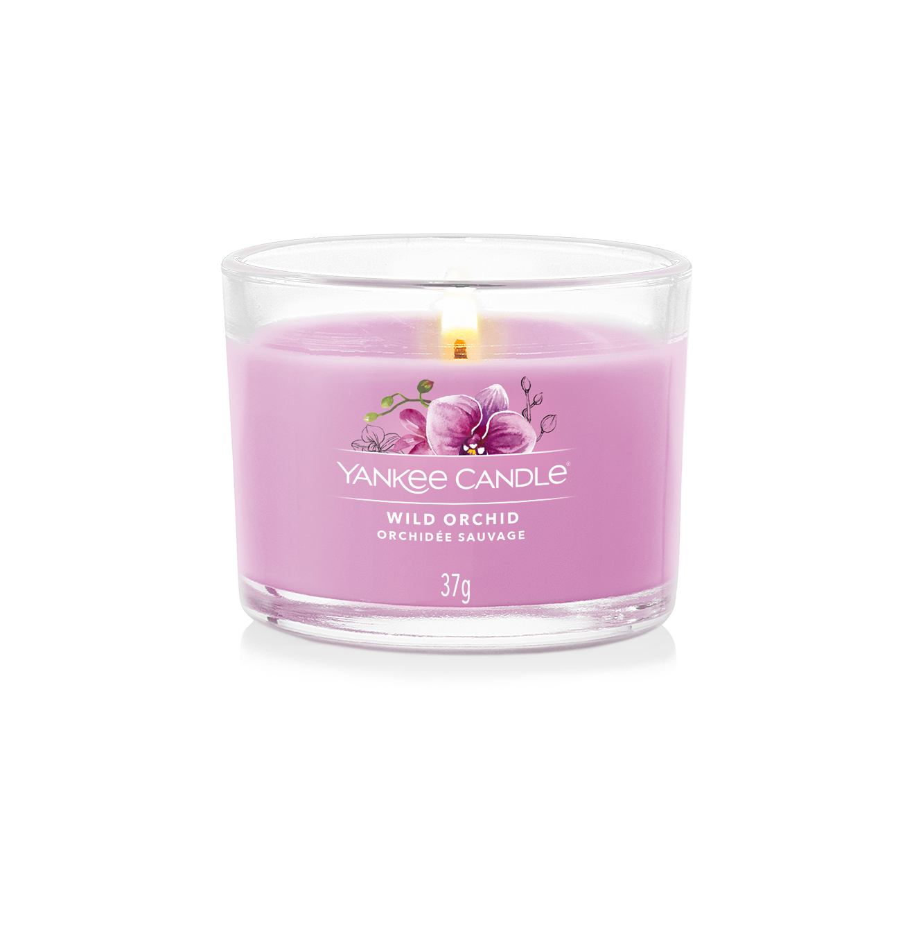 CANDELA VOTIVE IN VETRO WILD ORCHID YANKEE CANDLE
