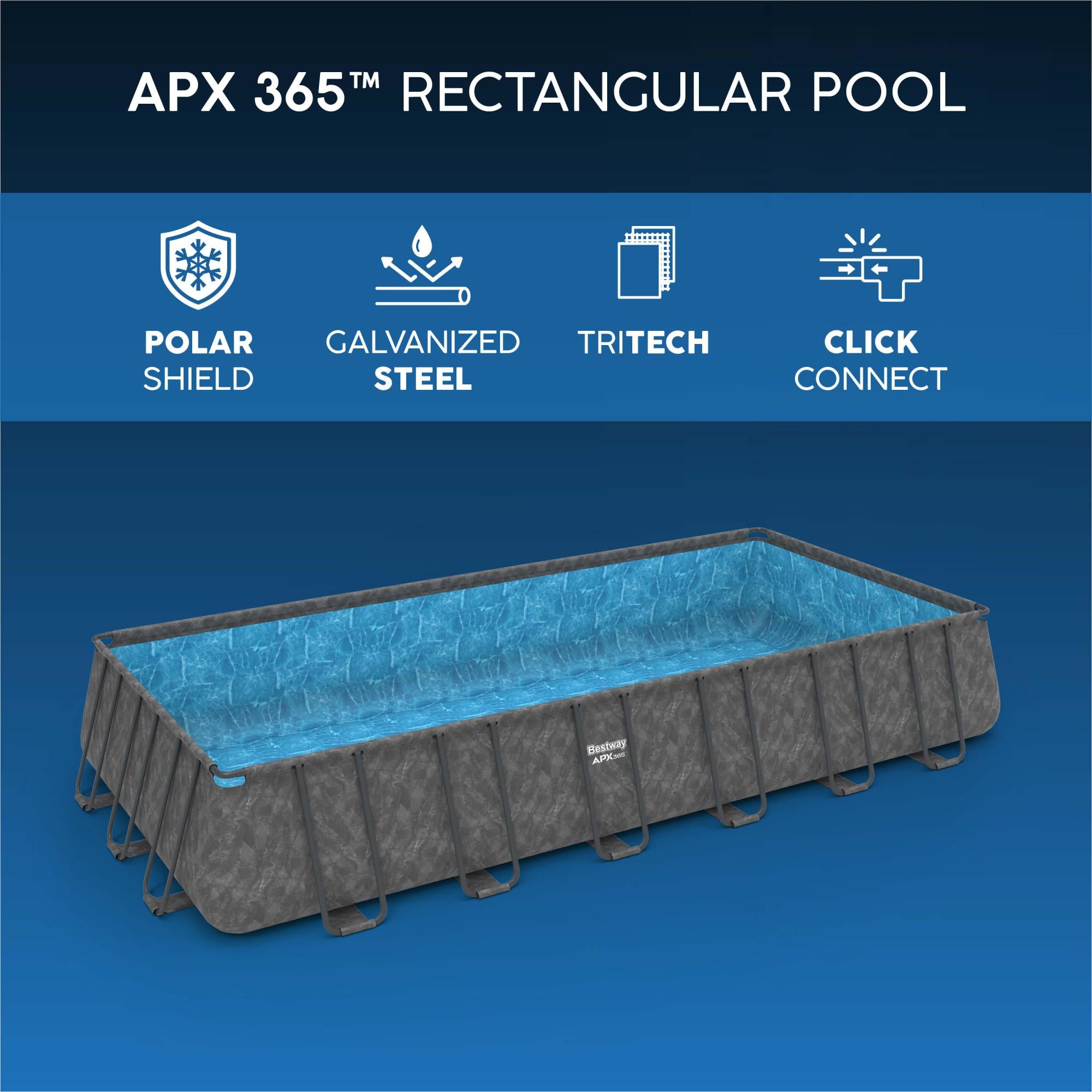 Piscina APX 365 732x366xH132 cm Effetto Marmo Scuro Bestway