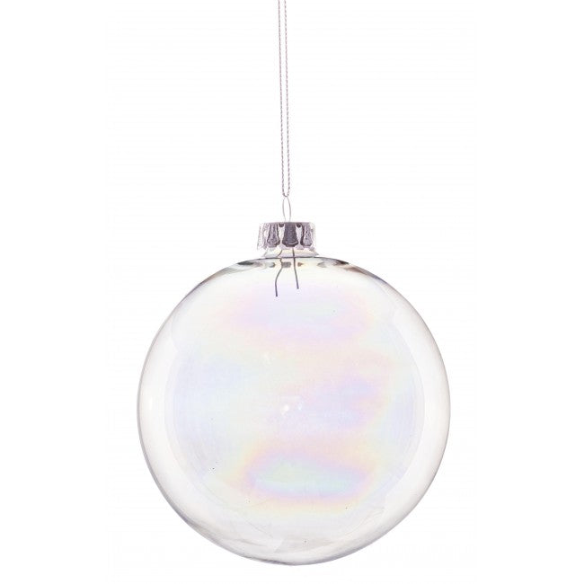 PALLINA DI NATALE TRASPARENTE EFFETTO BOLLA DI SAPONE 8CM
