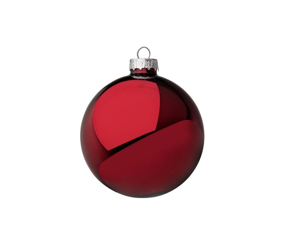 PALLINA DI NATALE IN VETRO ROSSO LUCIDO 8CM