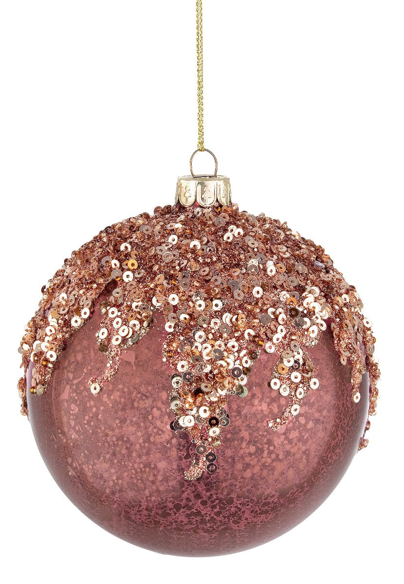 PALLINA IN VETRO ROSA BURGUNDY 10CM