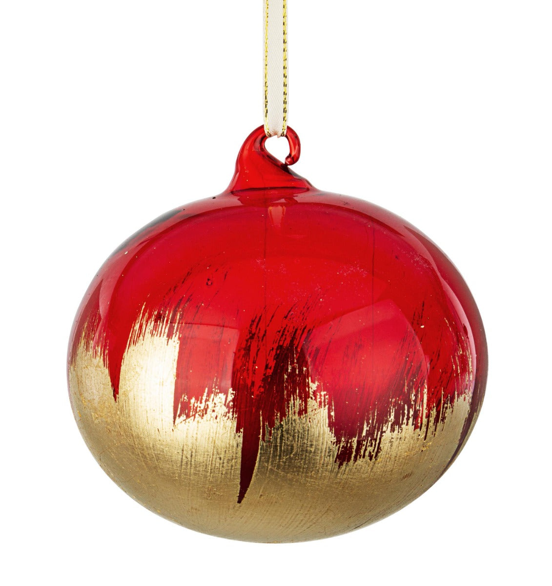 PALLINA IN VETRO ROSSA/ORO 12CM