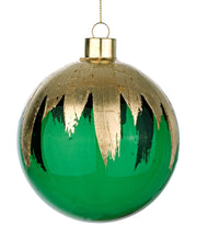 PALLINA IN VETRO VERDE/ORO 10CM