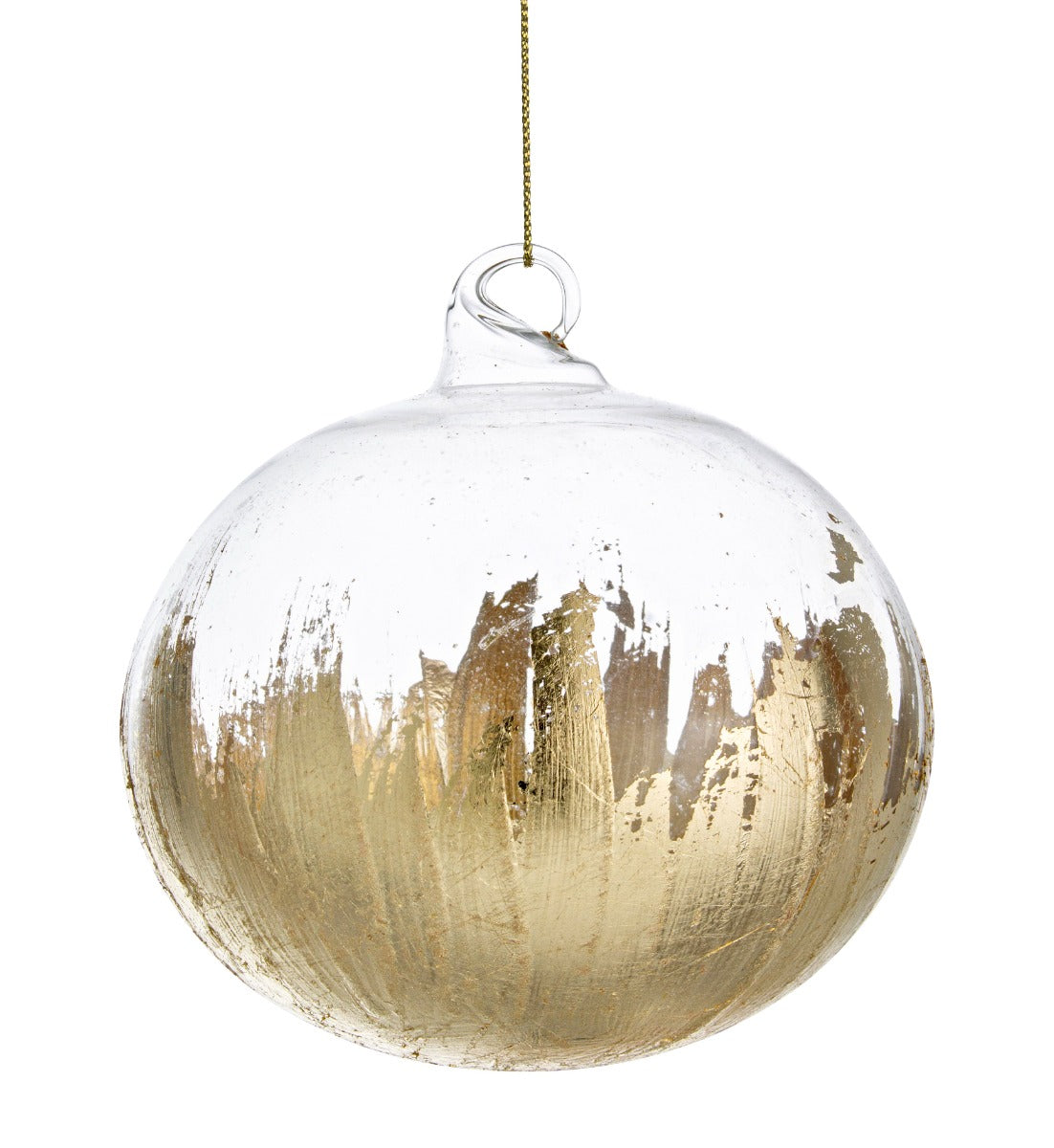 PALLINA IN VETRO TRASPARENTE/ORO 12CM