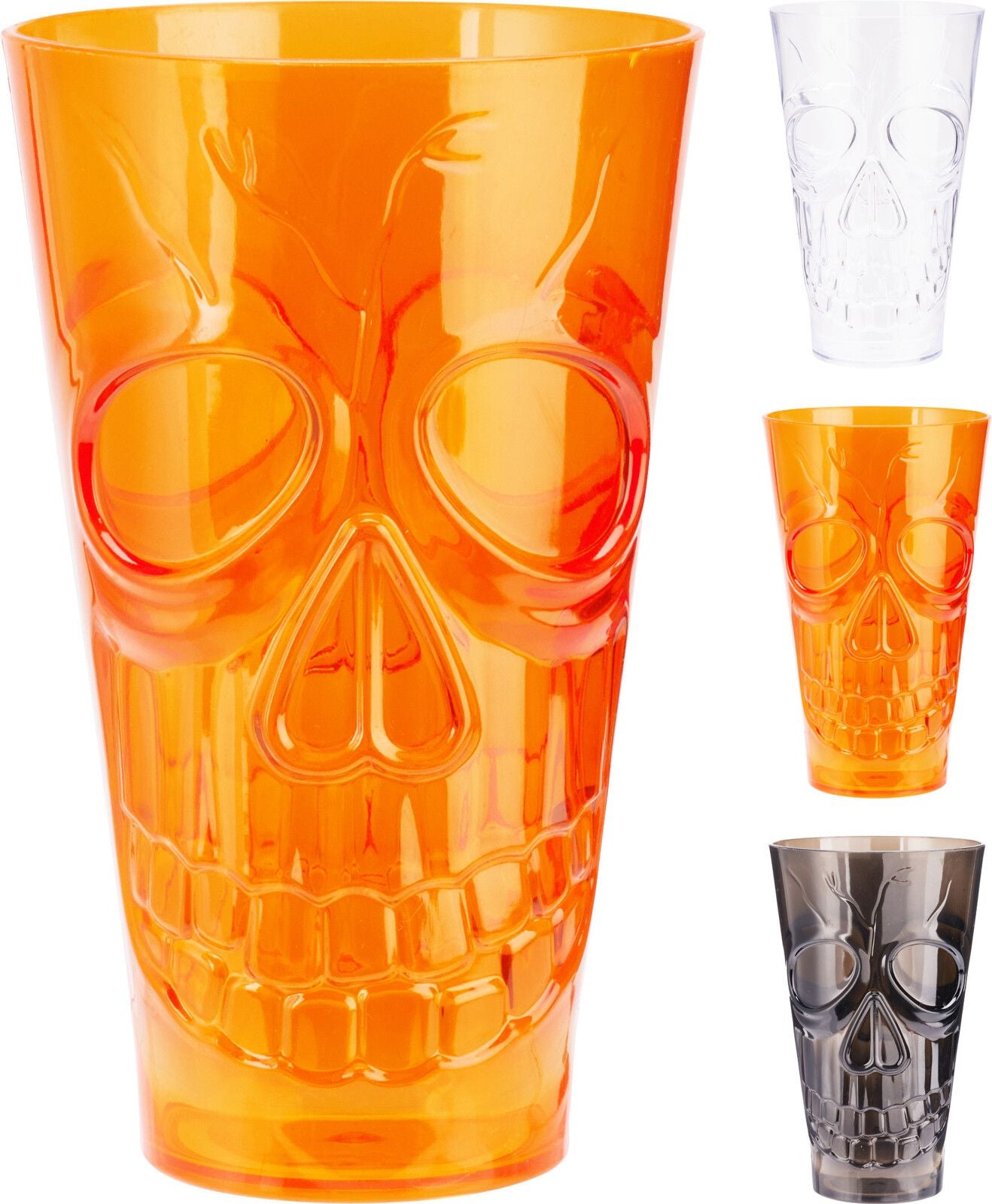 Bicchiere a forma di teschio, 550 ml, modello assortito (nero, arancione, bianco)
