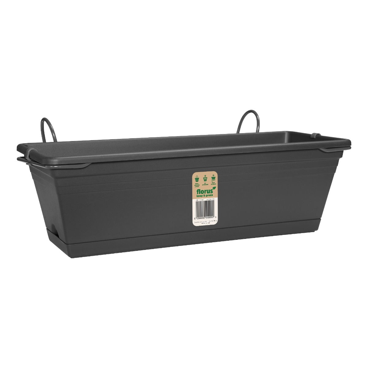 FIORIERA/BALCONETTA MEDITERRAN BALCONY TROUGH SET ANTRACITE 40CM