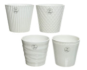 VASO CONICO BIANCO DECORAZIONE RILIEVO D13,5X13CM IN CERAMICA MODELLO ASSORTITO