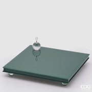 PORTACANDELE CON BASE SPECCHIO QUADRATA 30X30XH5CM VERDE
