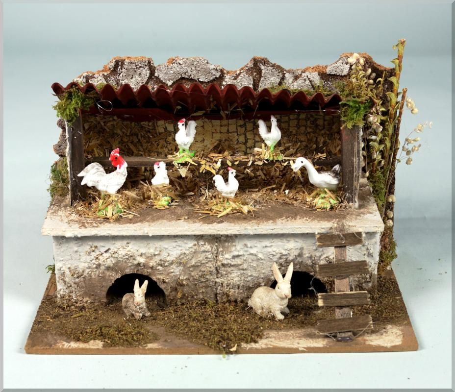 STALLA 20X14X12CM CON POLLI E CONIGLI