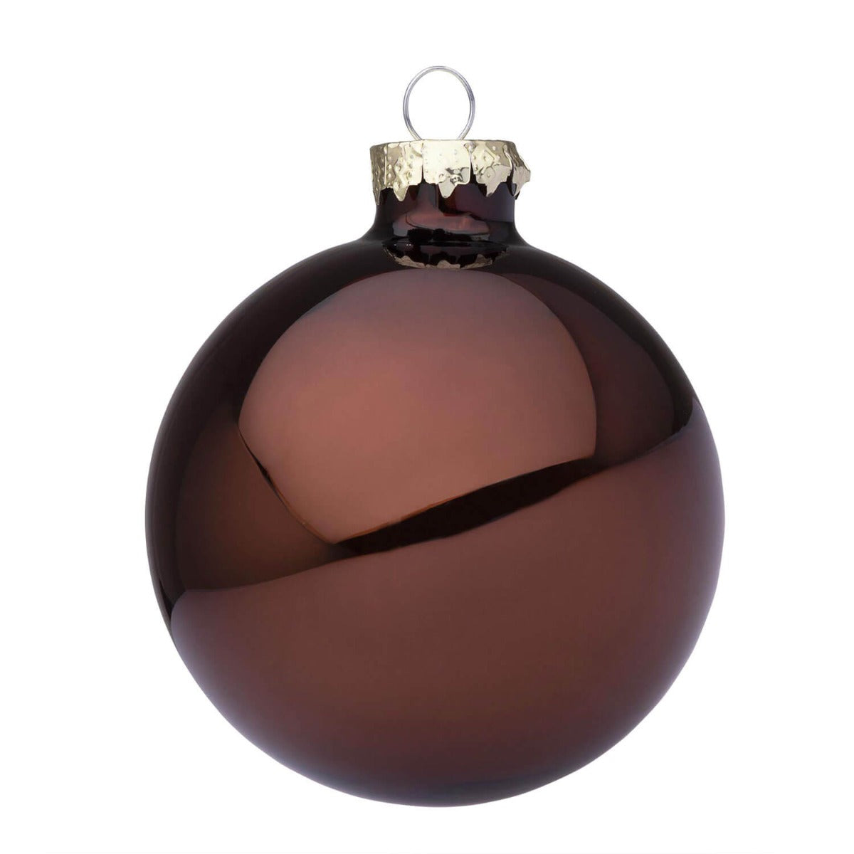 PALLINA DI NATALE IN VETRO D.10CM MARRONE LUCIDO