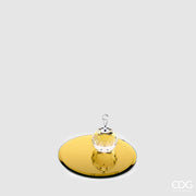 PORTACANDELE CON BASE SPECCHIO ROTONDA 12CM ORO