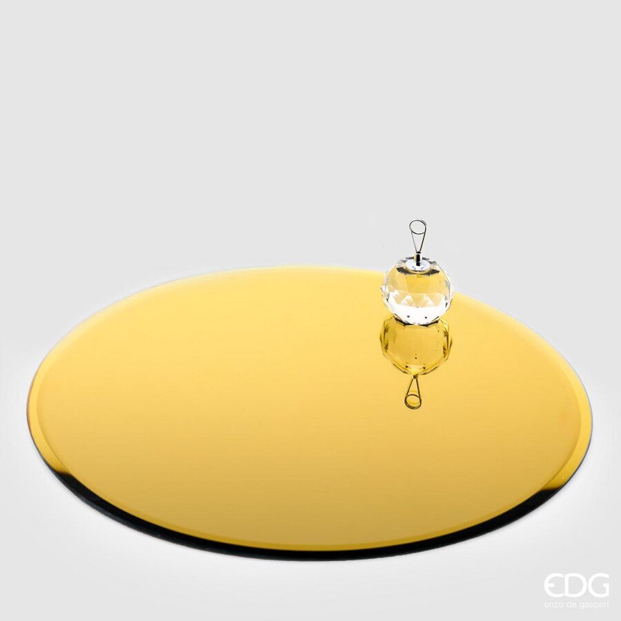 PORTACANDELE CON BASE SPECCHIO TONDA 30CM ORO