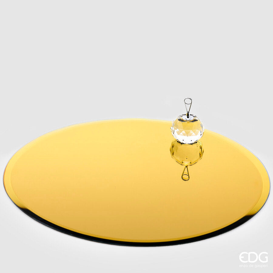 PORTACANDELE CON BASE SPECCHIO TONDA 40CM ORO