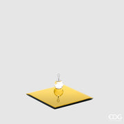 PORTACANDELE CON BASE SPECCHIO QUADRATA 20X20 ORO