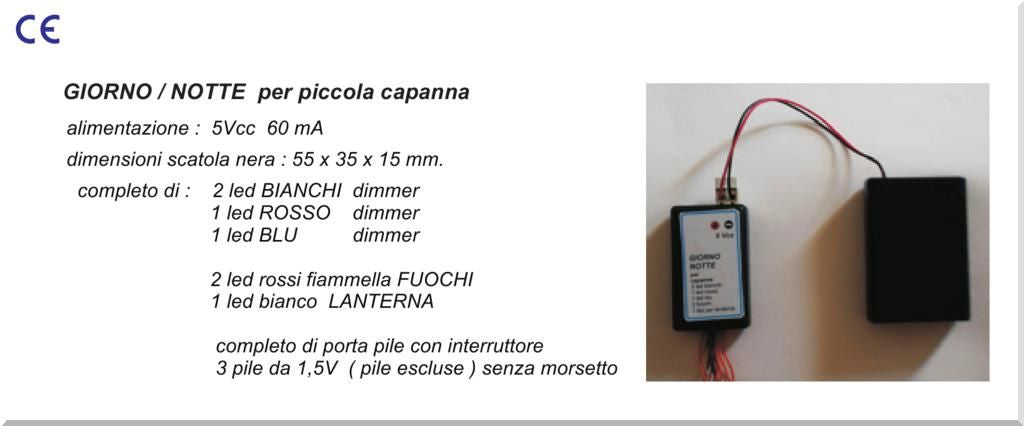 DISSOLVENZA GIORNO/NOTTE PER CAPANNA PRESEPE 4 LED COLORATI