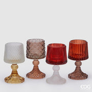 PORTACANDELE A FORMA DI LAMPADA IN VETRO 8.5XH15CM ASSORTITO