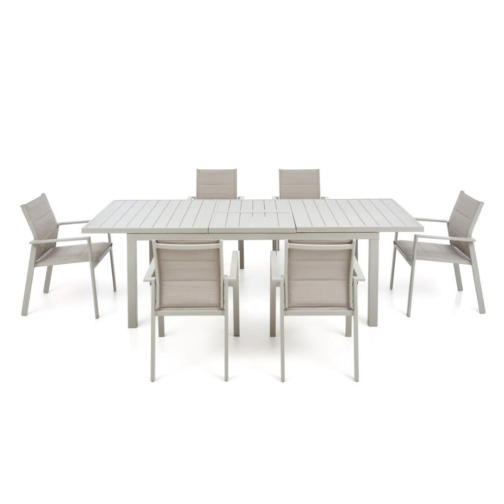 OFFERTA SET TAVOLO ALLUNGABILE 180/240X90 MIAMI GRIGIO+4 POLTRONE