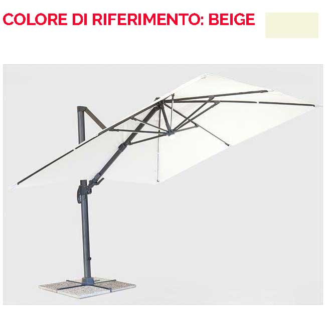 OMBRELLONE RETRATTILE BEIGE 3X3 PALO LATERALE CON LED