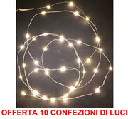 OFFERTA 10 CONFEZIONI DA 10 MICROLED LINEARI LUCI BIANCO CALDO A BATTERIA