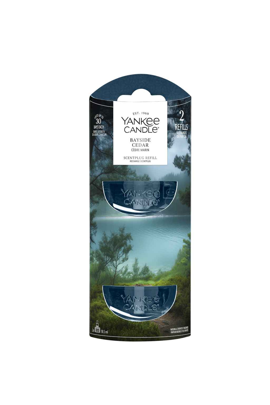 Ricarica Diffusore Elettrico Bayside Cedar 2 ricariche Blu Yankee Candle