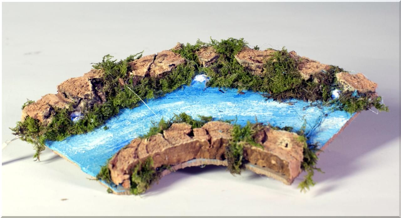 TRATTO FIUME CON CURVA CON LUCI 10X22CM