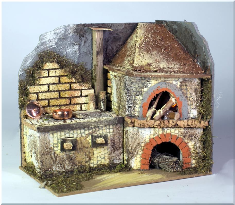 CUCINA CON LAMPADA EFFETTO FIAMMA REALE 20X14X18CM