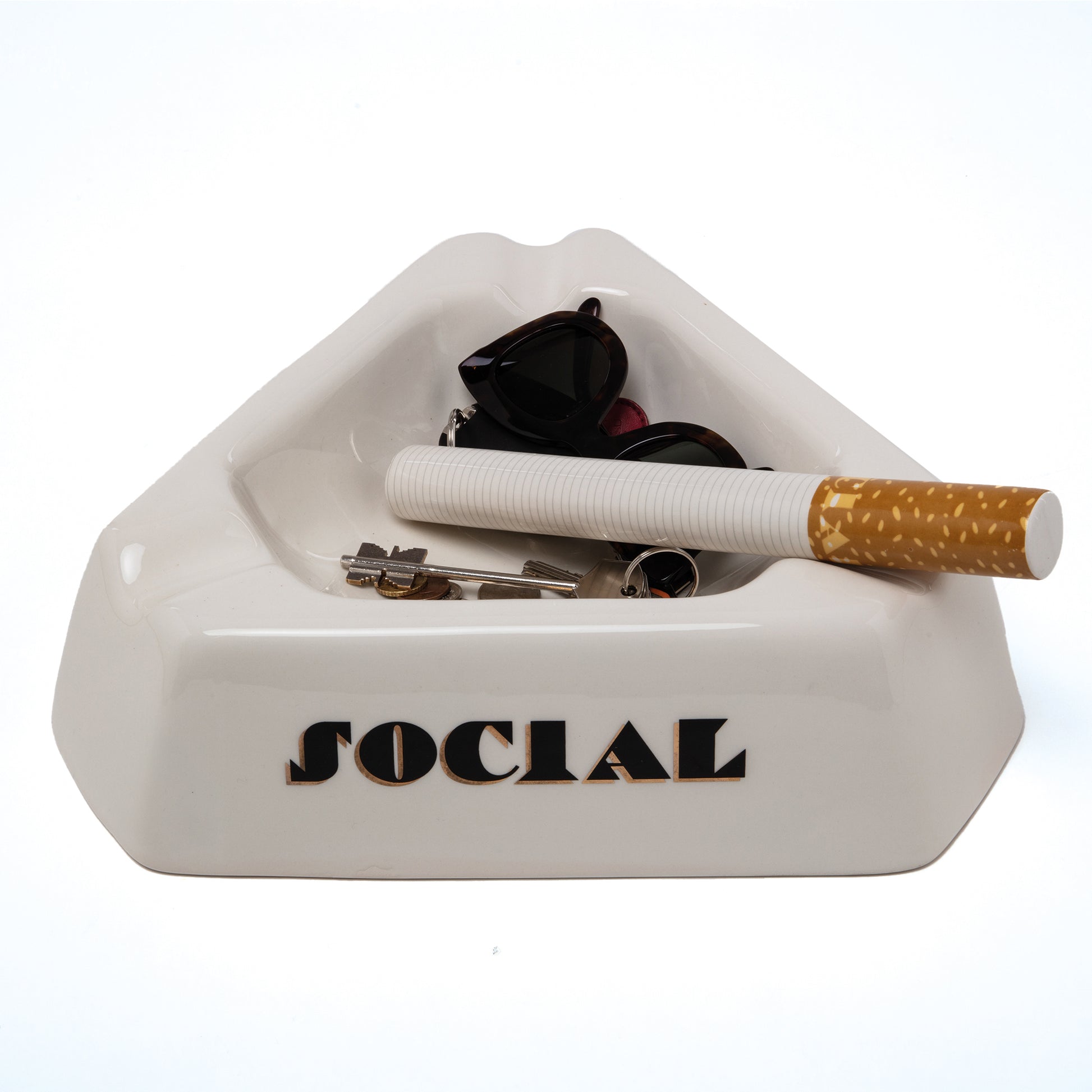 Posacenere Centrotavola Social Smoker Cm.36x36 h.10 Bianco SELETTI