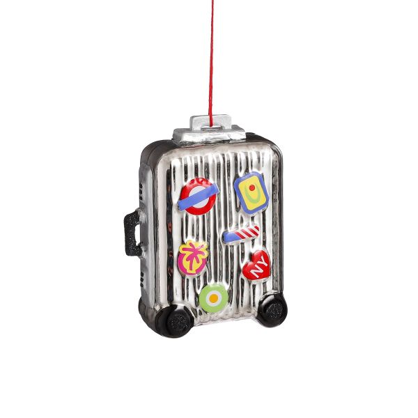 DECORAZIONE VALIGIA ARGENTATA H11CM DA APPENDERE