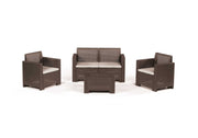 SALOTTO DA GIARDINO IN POLYRATTAN NEW STAR MOKA CON CUSCINI