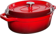 Casseruola Ovale in Ghisa Vetrificata con Coperchio 5.6L Rossa GRAND FEU