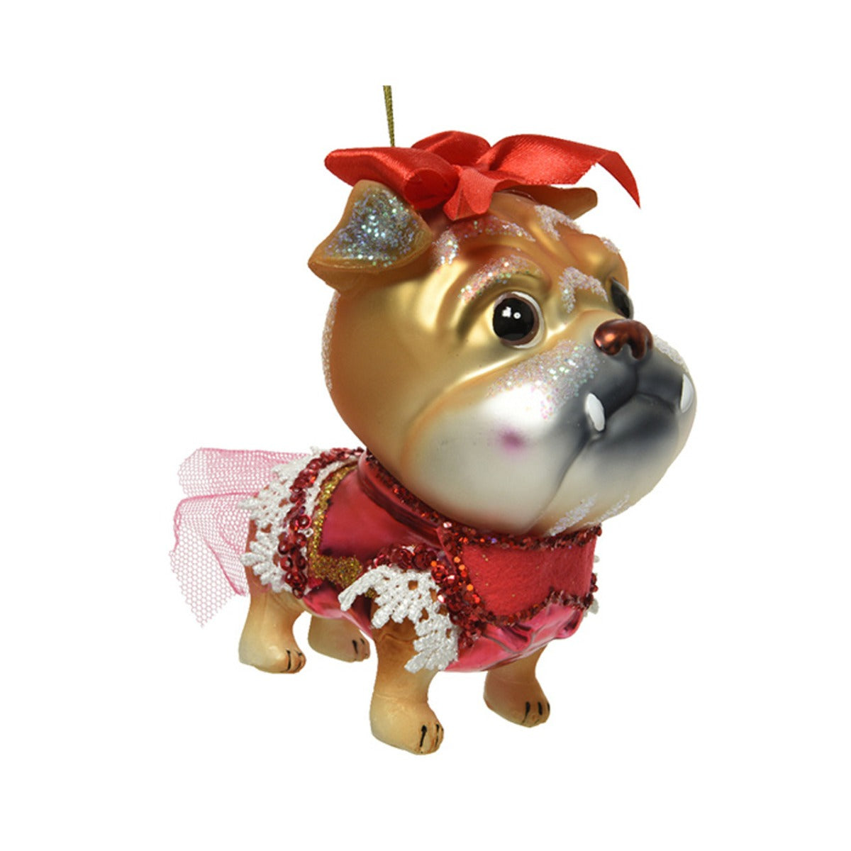PENDENTE A FORMA DI CAGNOLINO CON VESTITO ROSSO 10CM