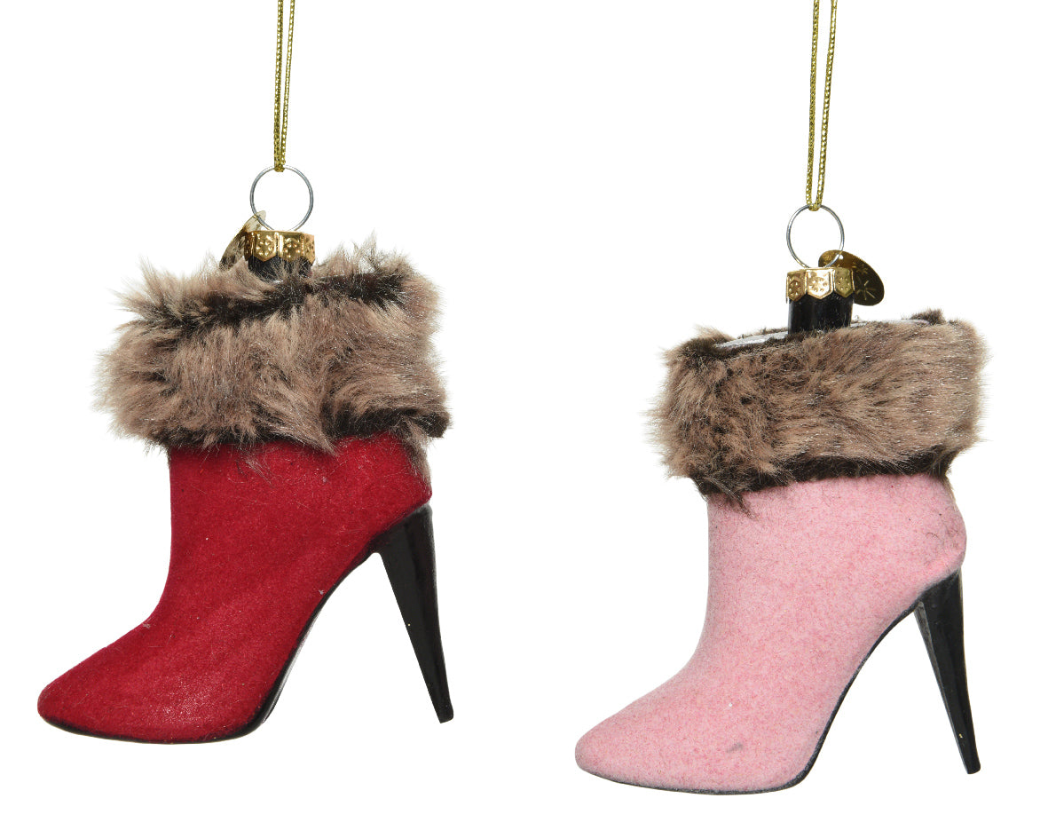 1 DECORAZIONE SCARPE H.9 ROSA/ROSSO NATALE DA APPENDERE MODELLO ASSORTITO