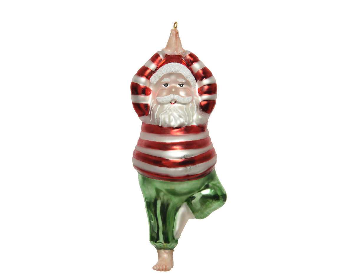 DECORAZIONE BABBO NATALE CHE FA YOGA H.15.7 ROSSO DA APPENDERE