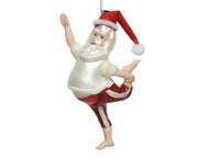 DECORAZIONE BABBO NATALE CHE FA YOGA H.16 BIANCO DA APPENDERE