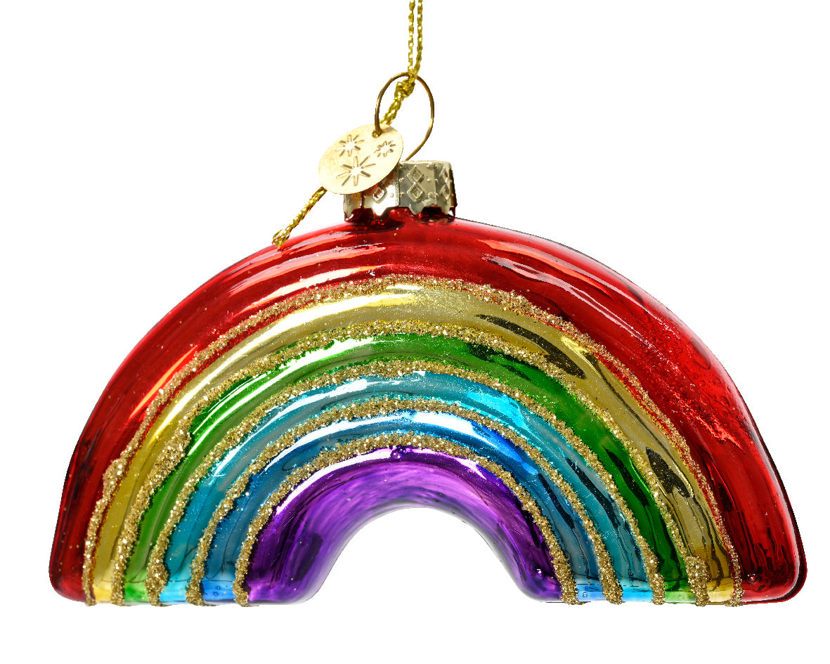CIONDOLO NATALIZIO IN VETRO ARCOBALENO 7CM