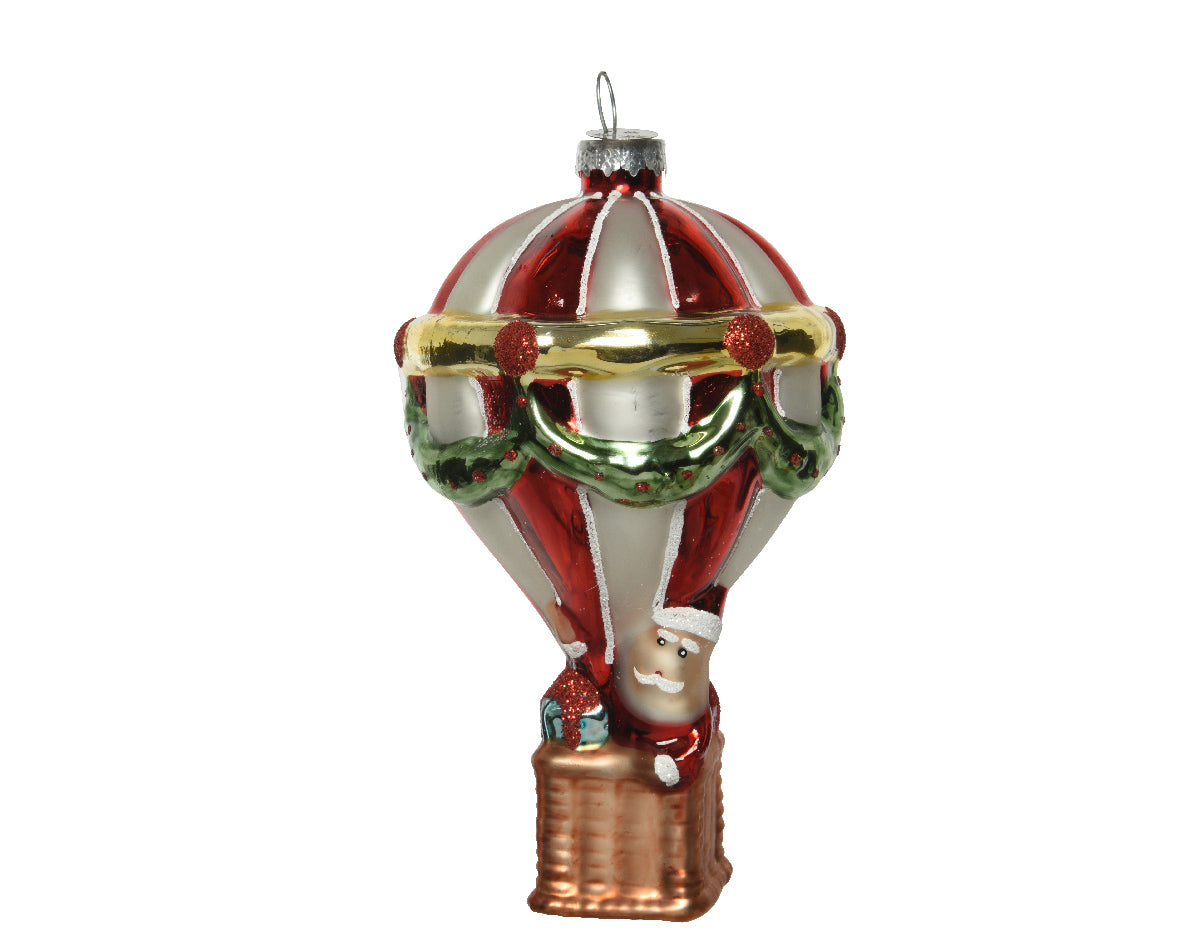 DECORAZIONE MONGOLFIERA H.13 ROSSO NATALE DA APPENDERE