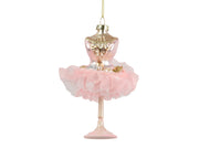 Pendente ballerina in vetro con abito in pizzo 5 x 4,5 x 13 cm rosa Peraga Christmas