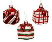 Decorazione Pacchi Regalo appendibili modello assortito Rosso/Verde/Bianco H8cm
