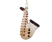 Pendente sassofono in vetro 7 x 4,3 x 12 cm trasparente/argento Peraga Christmas