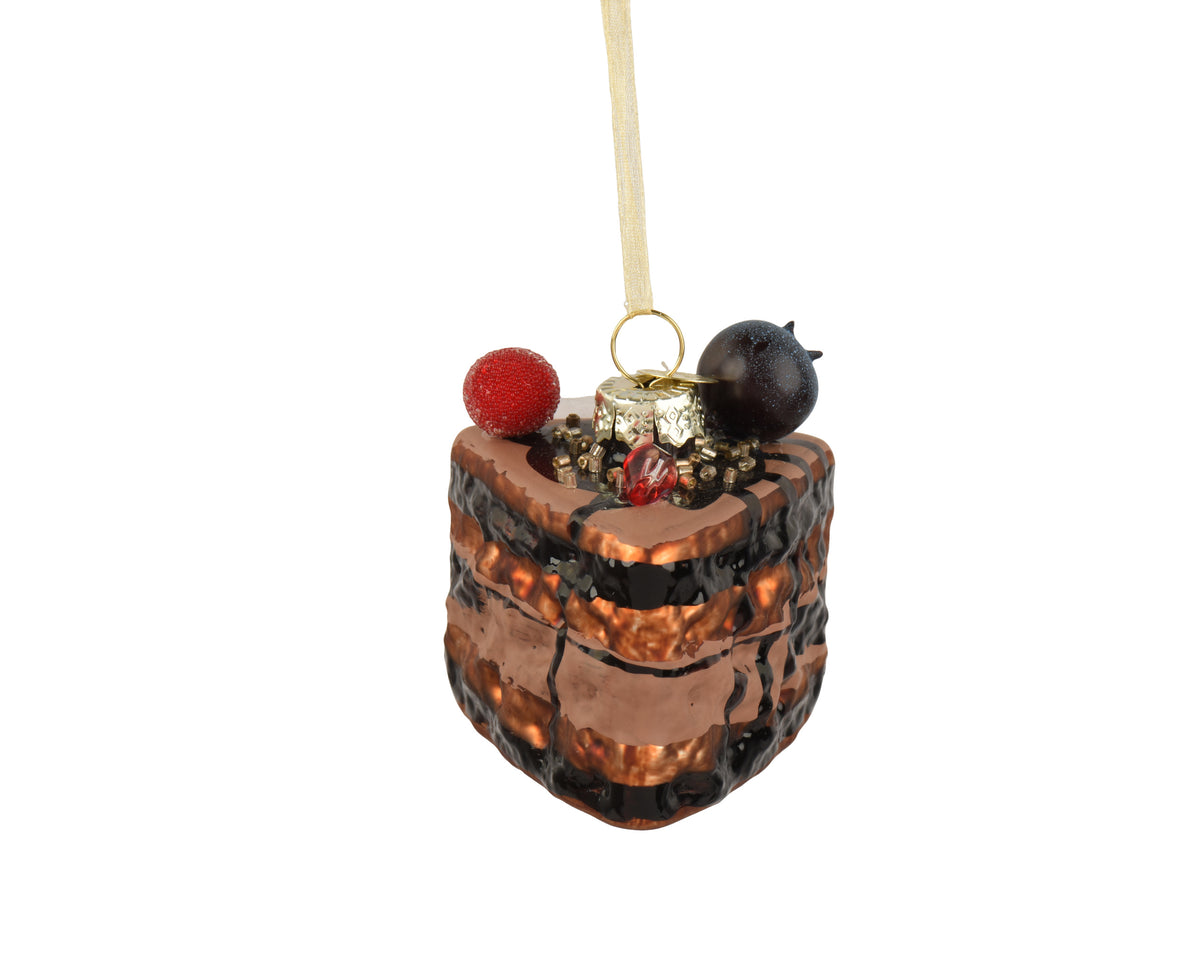 Tortenanhänger aus Glas 6 x 5,8 x 6,8 cm schokoladenbraun Peraga Christmas