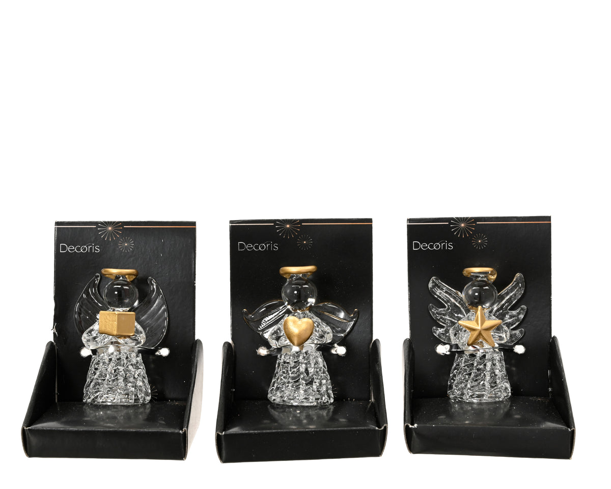 Pendente angelo in vetro trasparente D 4 cm oro Peraga Christmas