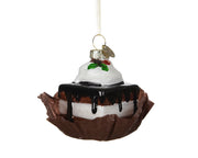 Pendente torta con fragola in vetro 4,5 x 4,5 x 7,2 cm marrone cioccolato Peraga Christmas