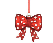 Pendente fiocco in vetro a pois 9,2 x 3,5 x 9,5 cm rosso Peraga Christmas