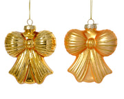 Pendente fiocco in vetro con linea glitter 9 x 4,2 x 10 cm oro chiaro Peraga Christmas