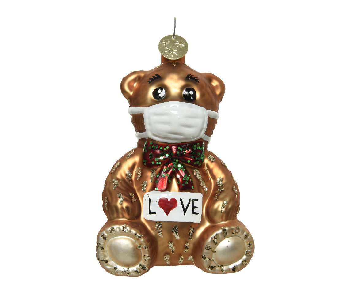 ORSETTO LOVE CON MASCHERA DA APPENDERE 6,2X5X8,5CM ORO