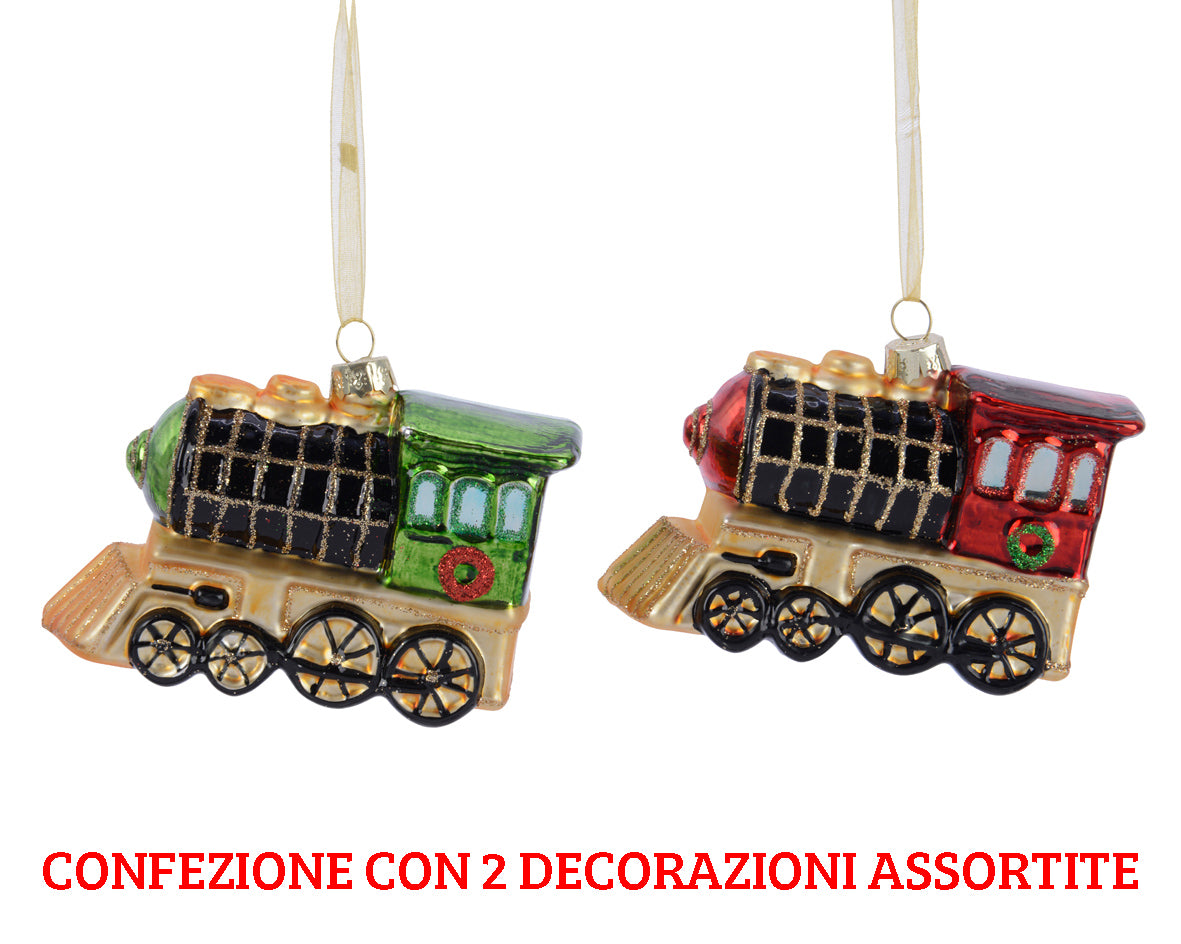 2 TRENINI APPENDIBILI 10.5X4.5X8 CM VERDE/ROSSO ASSORTITI